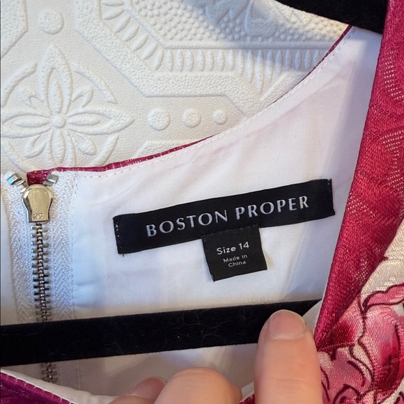 Boston Proper Tile Print Textured Jacquard Sheath Dress Size 14 - Picture 7 of 8